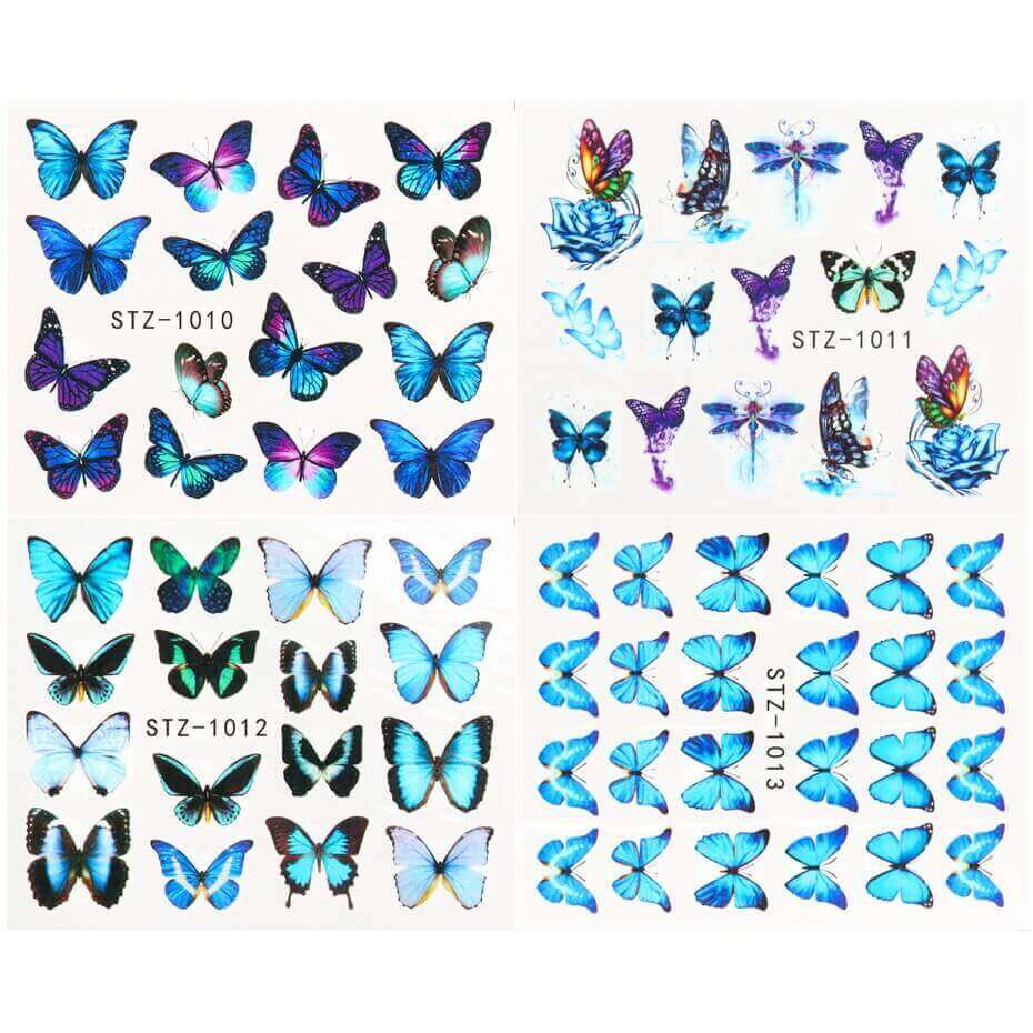 Nailart Sticker Schmetterlinge Blau
